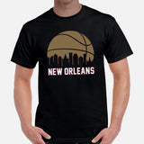 Ideal Christmas Gift for Basketball Lover, Coach & Player - Senior Night, Game Outfit & Attire - New Orleans Skyline B-ball Fanatic Tee - Black, Men