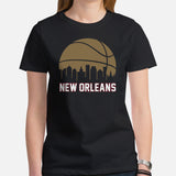 Ideal Christmas Gift for Basketball Lover, Coach & Player - Senior Night, Game Outfit & Attire - New Orleans Skyline B-ball Fanatic Tee - Black, Women