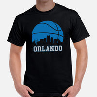 Ideal Christmas Gift for Basketball Lover, Coach & Player - Senior Night, Game Outfit & Attire - Orlando Skyline B-ball Fanatic T-Shirt - Black, Men