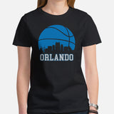 Ideal Christmas Gift for Basketball Lover, Coach & Player - Senior Night, Game Outfit & Attire - Orlando Skyline B-ball Fanatic T-Shirt - Black, Women