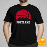 Ideal Christmas Gift for Basketball Lover, Coach & Player - Senior Night, Game Outfit & Attire - Portland Skyline B-ball Fanatic Shirt - Black, Plus Size
