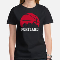 Ideal Christmas Gift for Basketball Lover, Coach & Player - Senior Night, Game Outfit & Attire - Portland Skyline B-ball Fanatic Shirt - Black, Women