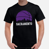 Ideal Christmas Gift for Basketball Lover, Coach & Player - Senior Night, Game Outfit & Attire - Sacramento Skyline B-ball Fanatic Tee - Black, Men
