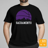 Ideal Christmas Gift for Basketball Lover, Coach & Player - Senior Night, Game Outfit & Attire - Sacramento Skyline B-ball Fanatic Tee - Black, Plus Size
