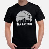 Ideal Christmas Gift for Basketball Lover, Coach & Player - Senior Night, Game Outfit & Attire - San Antonio Skyline B-ball Fanatic Tee - Black, Men