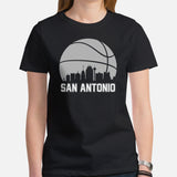 Ideal Christmas Gift for Basketball Lover, Coach & Player - Senior Night, Game Outfit & Attire - San Antonio Skyline B-ball Fanatic Tee - Black, Women
