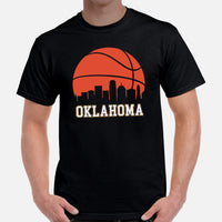 Ideal Christmas Gift for Basketball Lover, Coach & Player - Senior Night, Game Outfit - Oklahoma Skyline B-ball Fanatic Shirt - Black, Men