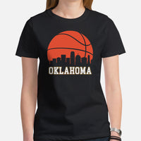 Ideal Christmas Gift for Basketball Lover, Coach & Player - Senior Night, Game Outfit - Oklahoma Skyline B-ball Fanatic Shirt - Black, Women