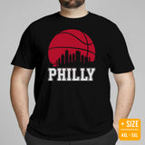 Ideal Christmas Gift for Basketball Lover, Coach & Player - Senior Night, Game Outfit - Philadelphia Skyline B-ball Fanatic Tee - Black, Plus Size