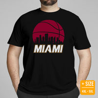 Ideal Christmas Gift for Basketball Lovers, Coach & Players - Senior Night, Game Outfit & Attire - Miami Skyline B-ball Fanatic T-Shirt - Black, Plus Size