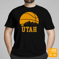 Ideal Christmas Gift for Basketball Lovers, Coach & Players - Senior Night, Game Outfit & Attire - Utah Skyline B-ball Fanatic T-Shirt - Black, Plus Size