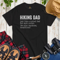 Ideal Father's Day Gift for Wanderlust, Nature Lovers, Outdoorsy Campers & Hikers, Geocachers - Punny Hiking Dad Definition Shirt - Black