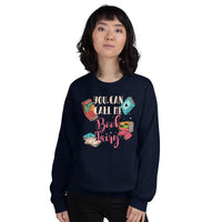 Ideal Gift for Book Lover, Librarian, Book Nerd - You Can Call Me Book Fairy Groovy Cozy Bookish Sweatshirt for Bookworms, Avid Readers - Navy, Women