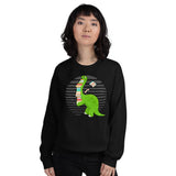 Ideal Gift for Book Lovers Cute Dinosaur Book Sweatshirt - Cozy and Playful Women's Pullover for Bookworms, Librarians, Avid Readers - Black, Women