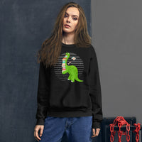 Ideal Gift for Book Lovers Cute Dinosaur Book Sweatshirt - Cozy and Playful Women's Pullover for Bookworms, Librarians, Avid Readers - Black