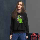 Ideal Gift for Book Lovers Cute Dinosaur Book Sweatshirt - Cozy and Playful Women's Pullover for Bookworms, Librarians, Avid Readers - Black