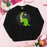 Ideal Gift for Book Lovers Cute Dinosaur Book Sweatshirt - Cozy and Playful Women's Pullover for Bookworms, Librarians, Avid Readers - Black