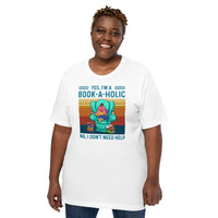 Bookish T-Shirt - Presents, Gift Ideas for Book Lovers, Readers, Bookworms - Booklovers Tee - I'm A Bookaholic I Don't Need Help T-Shirt - White, Large Size for Overweight