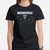 Indianapolis TD's T-Shirt - Funny Football Fanatic Shirt: Ideal Gifts for Football Moms, Fans & Supporters - Sarcastic Game Day Shirt - Black, Women