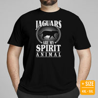 Jaguars Are My Spirit Animal T-Shirt - Panthera, Felid, Feline, Wild Big Cats Tee - Gift for Jaguar & Animal Lovers - Team Mascot Shirt - Black, Plus Size