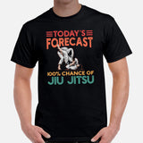 Jiu Jitsu Shirt - BJJ, MMA Attire, Wear, Clothes, Outfit - Gifts for Fighters, Wrestlers - Today Forecast 100% Chance Of Jiu Jitsu Tee - Black, Men