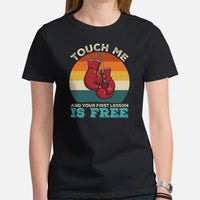 Jiu Jitsu Shirt - MMA Attire, Wear, Clothes - Gifts for Fighters, Wrestlers - Funny Touch Me And Your First Armbar Lesson Is Free Tee - Black, Women