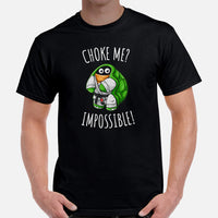Jiu Jitsu T-Shirt - BJJ, MMA Attire, Clothes, Outfit - Gifts for Fighters, Kungfu Lovers - Turtle Shirt - Impossible To Choke Me Tee - Black, Men