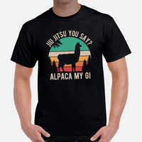 Jiu Jitsu T-Shirt - BJJ, MMA Attire, Wear, Clothes, Outfit - Gifts for BJJ Fighters, Wrestlers - Funny Alpaca My Gi Jiu Jitsu Tee - Black, Men