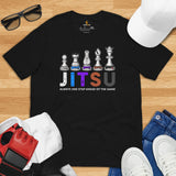 Jiu Jitsu T-Shirt - BJJ, MMA Attire, Wear, Clothes, Outfit - Gifts for Fighters, Chess Lovers - Funny One Step Ahead of The Game Tee - Black