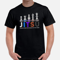 Jiu Jitsu T-Shirt - BJJ, MMA Attire, Wear, Clothes, Outfit - Gifts for Fighters, Chess Lovers - Funny One Step Ahead of The Game Tee - Black, Men