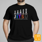 Jiu Jitsu T-Shirt - BJJ, MMA Attire, Wear, Clothes, Outfit - Gifts for Fighters, Chess Lovers - Funny One Step Ahead of The Game Tee - Black, Plus Size