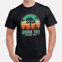 Joshua Tree Retro Sunset Aesthetic T-Shirt - National Park Hiking Shirt - Gift for Outdoorsy Camper & Hiker, Nature Lover, Wanderlust - Black, Men