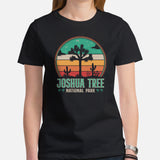 Joshua Tree Retro Sunset Aesthetic T-Shirt - National Park Hiking Shirt - Gift for Outdoorsy Camper & Hiker, Nature Lover, Wanderlust - Black, Women