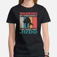 Judo T-Shirt - Mixed Martial Arts Attire, Wear, Clothes, Outfit - Gifts for Fighters, Wrestlers - May Start Talking About Judo Tee - Black, Women