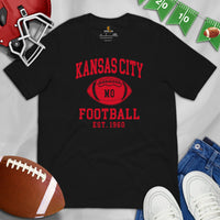 Kansas City Est.1960 T-Shirt - Football Fanatic Vintage Graphic Shirt: Retro Style, Ideal Gifts for Football Fans - Game Day Shirt - Black