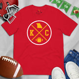 Kansas City Football Emblem Fanatic Vintage Graphic T-Shirt: Retro Style, Ideal Gifts for Him & Her, Football Fans - Game Day Shirt - Red