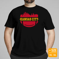 Kansas City Skyline Football Fanatic Vintage Graphic T-Shirt: Ideal Gift for Him & Her, Football Fans - Retro Style Game Day Shirt - Black, Plus Size