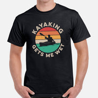 Kayaking Gets Me Wet Granola Retro Aesthetic T-Shirt - Embrace The Lake & Yak Life - Adventure Awaits Tee - Gift for Avid Paddlers - Black, Men