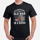 Kayaking Shirt - Embrace The Lake, River & Yak Life - Never Underestimate An Old Man In A Kayak Tee - Gift for Avid Paddlers, Rameurs - Black, Men