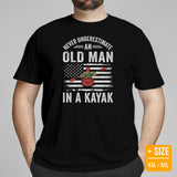 Kayaking Shirt - Embrace The Lake, River & Yak Life - Never Underestimate An Old Man In A Kayak Tee - Gift for Avid Paddlers, Rameurs - Black, Plus Size