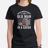Kayaking Shirt - Embrace The Lake, River & Yak Life - Never Underestimate An Old Man In A Kayak Tee - Gift for Avid Paddlers, Rameurs - Black, Women