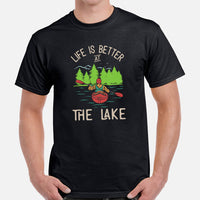 Kayaking T-Shirt - Embrace Yak Life - Life Is Better At The Lake Shirt - Adventure Awaits Tee - Gift for Avid Paddlers, Nature Lover - Black, Men