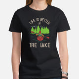 Kayaking T-Shirt - Embrace Yak Life - Life Is Better At The Lake Shirt - Adventure Awaits Tee - Gift for Avid Paddlers, Nature Lover - Black, Women