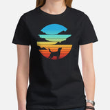 Labrador Dog Themed Clothes & Attire - Canine Tee Shirts For Humans - Gifts for Dog Moms, Dads & Lovers - Retro Sunset Themed T-Shirt - Black, Women