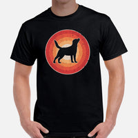 Labrador Dog Themed Clothes & Attire - Canine Tee Shirts & Outfit For Humans - Gifts for Dog Moms, Dads & Lovers - 80s Retro Sunset Tee - Black, Men