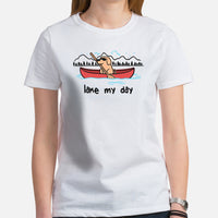 Labrador Dog Themed Clothes & Attire - Funny Canine Tee Shirts For Humans - Gifts for Campers & Dog Lovers - Lake My Day T-Shirt - White, Women
