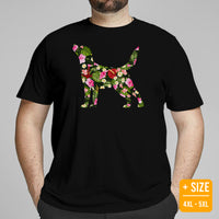 Labrador Dog Themed Clothes & Attire - Funny Canine Tee Shirts For Humans - Gifts for Campers & Dog Lovers - Tropical Floral T-Shirt - Black, Plus Size