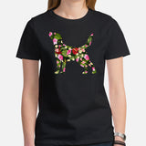 Labrador Dog Themed Clothes & Attire - Funny Canine Tee Shirts For Humans - Gifts for Campers & Dog Lovers - Tropical Floral T-Shirt - Black, Women