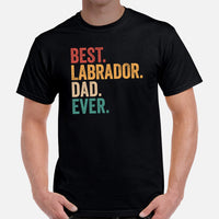 Labrador Dog Themed Clothes & Attire - Funny Canine Tee Shirts For Humans - Gifts for Dog Dads & Lovers - Best Labrador Dad Ever Shirt - Black, Men