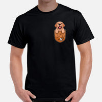 Labrador Dog Themed Clothes & Attire - Funny Canine Tee Shirts For Humans - Gifts for Dog Lovers - Cute Lab Puppy In Pocket T-Shirt - Black, Men